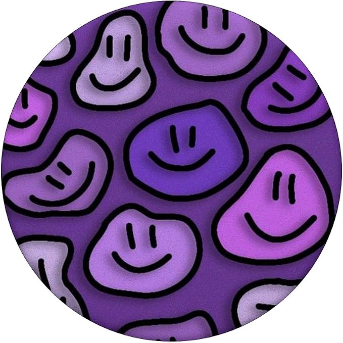 Aesthetic Lavender Purple Liquid Swirl Dripping Smile face PopSockets Adhesive PopGrip