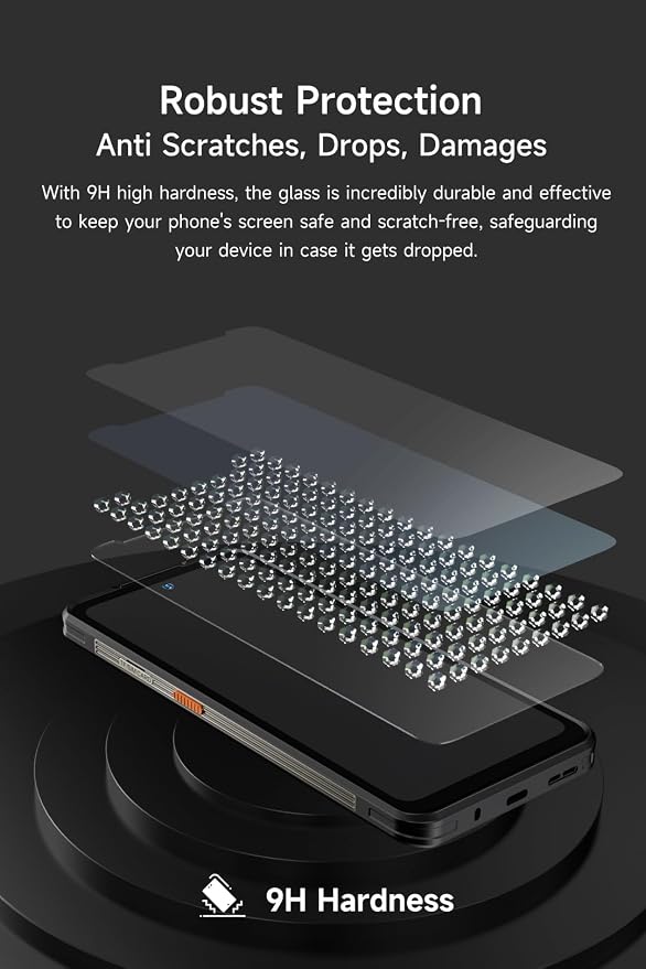 Ulefone 2-Pack Screen Protector Armor 34 Pro Shatterproof Tempered Glass [9H Hardness] [99.99% HD Clear] [Anti Fingerprint] [Perfect Fit]
