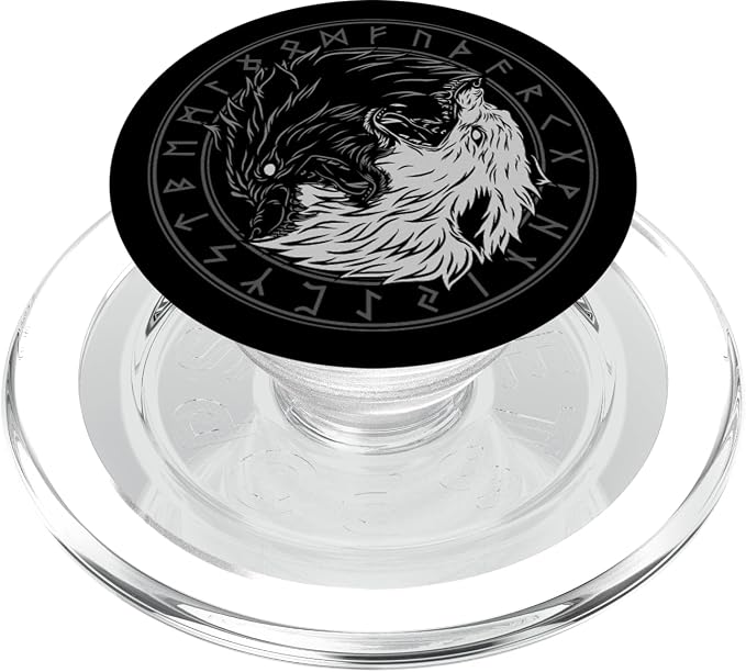 Sons of Fenrir - Sköll and Hati - Ying Yang Wolf PopSockets Adhesive PopGrip