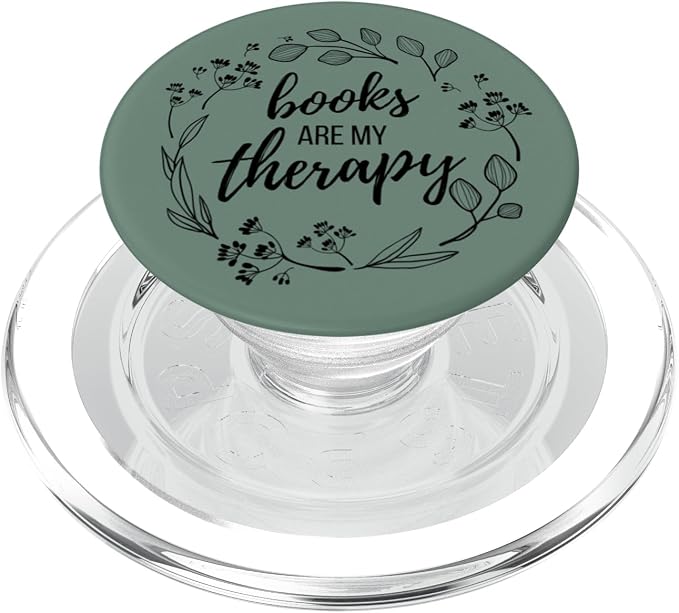 Books are My Therapy Lover Bookish Librarian Boho Floral PopSockets Adhesive PopGrip