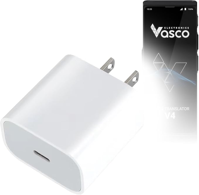 BoxWave Charger Compatible with Vasco Translator V4 - PD GAN miniCube (30W) 30W Tiny PD GAN Type-C Wall Charger - Winter White