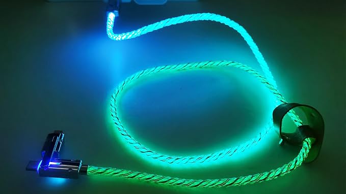 IHAO Multi Ports Charger Cable 3 Combinations in One Cable USB A to USB C/Micro USB PD Fast Charging Cord Lighted Up LED Flowing Compatible with Almost All Kinds of Electric Device-39Inches Blue