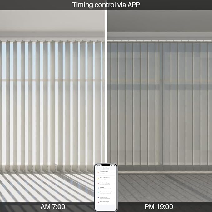 Blindify Motorized Vertical Blinds Compatible with Alexa Google Home, Light Filtering Sliding Door Shades Smart Vertical Blinds Remote Control Customize, Pure Beige