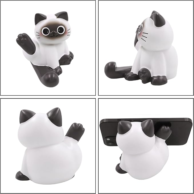 BOLLEY JOSS Desk Cell Phone Holder Stand Pink Sofa with Cute Cat Kitty for Office Free You Hands Home Ornament