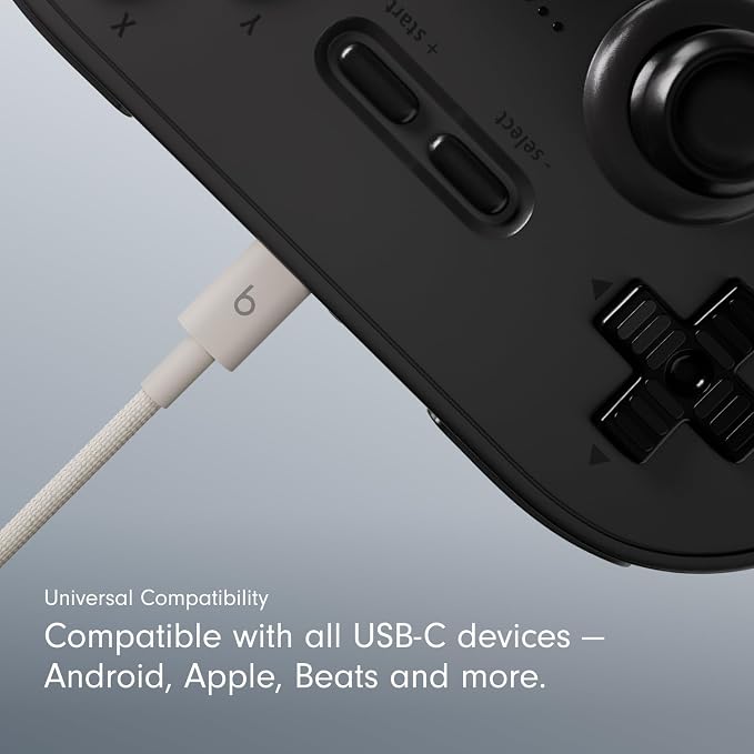 Beats 240W USB-C to USB-C Braided Cable Fast Charging Durable/Tangle Free Compatible with Apple and Android Devices (3 m/10 ft) – Bolt Black