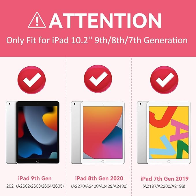 BMOUO for iPad 9th/8th/7th Generation Case 10.2 Black | Shockproof Rotating Stand Shoulder Hand Strap iPad 9th/8th/7th Generation Case with Pen Holder for iPad 10.2“ 2021/2020/2019