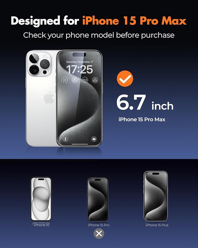 UNBREAKcable iPhone 15 Screen Protector 3-Pack Upgraded Dual-Tempered Glass + 3 Camera Lens Protectors Military-Grade 9H Hardness HD Clarity Anti-Fingerprint Case Friendly 6.1 Inch | Upgraded Du