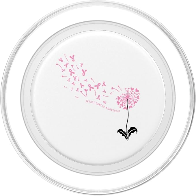Dandelion Breast Cancer Awareness Pink RIbbon Support Gift PopSockets Adhesive PopGrip