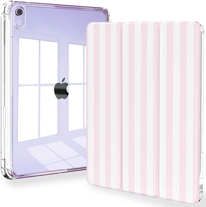 Feams Case for iPad mini 7 A17 Pro 2024/iPad Mini 6 2021 Slim Lightweight Trifold iPad mini 7 A17 Pro Case 8.3 Inch 2024 Clear Back Cover with Pencil Holder &amp Auto Sleep Blue Bow