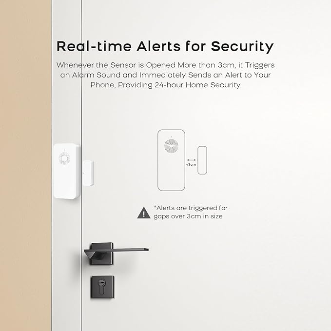 Clouree Security Window and Door Alarm Sensor, Wireless Sensor Door Window Burglar Alarm Door Chimes When Door Opens 5-Level Volume Control Wireless Easy Installation for Home, Garage