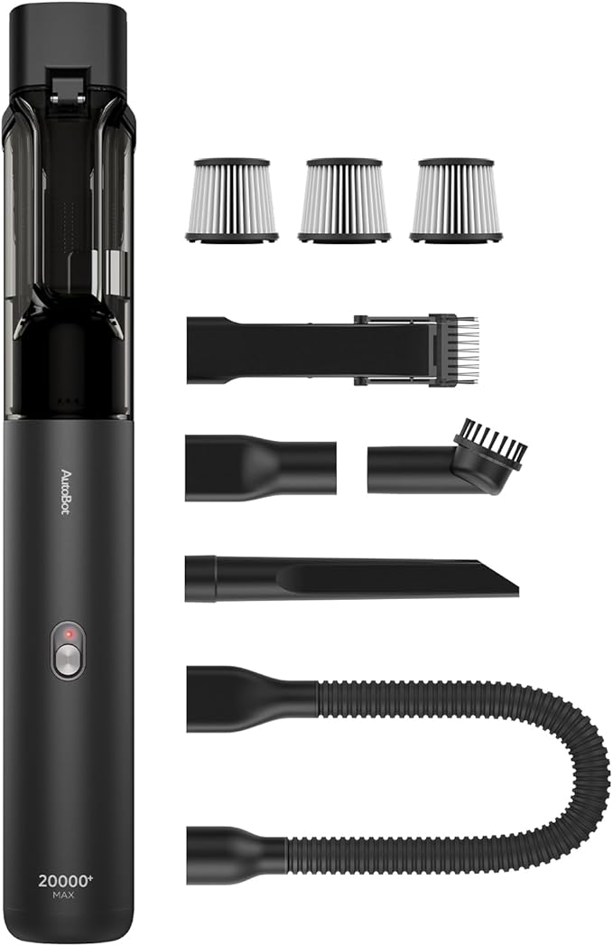 AutoBot Car Vacuum Portable Cordless - 20000PA Handheld Vacuum for Pet Hair, 50 Min Runtime with 5 Attachments & Flexible Hose, 3Hr Fast Charge for Cars, Trucks, Home Cleaning (Type-C)