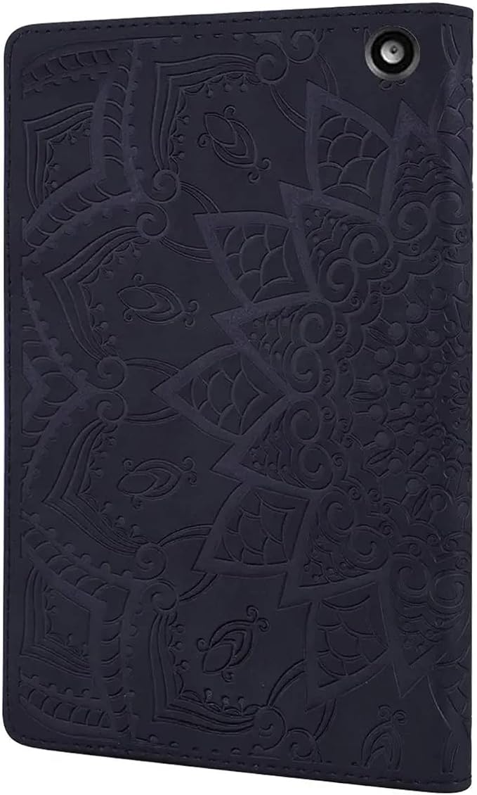 for Kindle Fire HD 8 Tablet (only Fits 10th Generation) &amp Fire HD 8 Plus 8 Case 2020 with Stand/Pencil Holder/Card Pocket/Elastic Band Embossed PU Leather Floral Cover Brown Peacock Flower