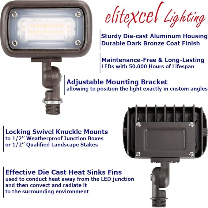 Flood Lights Outdoor, Gen2 15W Landscape Lighting, 50W MH Replace with 1500 Lumen 5000K Daylight Spotlight, 120-277V Garage Yard Patio Tree Security Light, UL-Listed, 5 Years Warranty