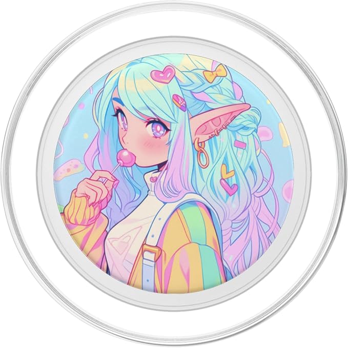 Anime Girl Pastel Kawaii Waifu Elves Girl PopSockets PopGrip for MagSafe
