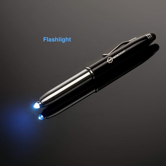 Tri-Function Pen - Stylus Pen for Touch Screens with LED Flashlight and Pen (Black)