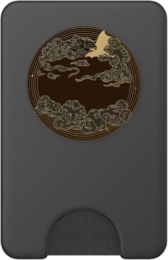 Black Dragon Cloud Circle Fantasy Mythic Emblem Pattern PopSockets PopGrip for MagSafe