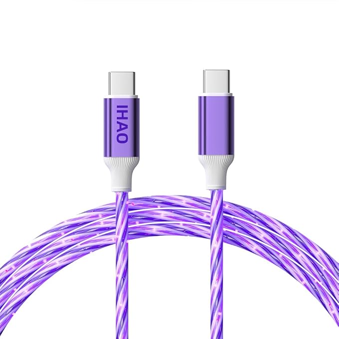 IHAO Multi Ports Charger Cable 3 Combinations in One Cable USB A to USB C/Micro USB PD Fast Charging Cord Lighted Up LED Flowing Compatible with Almost All Kinds of Electric Device-39Inches Blue