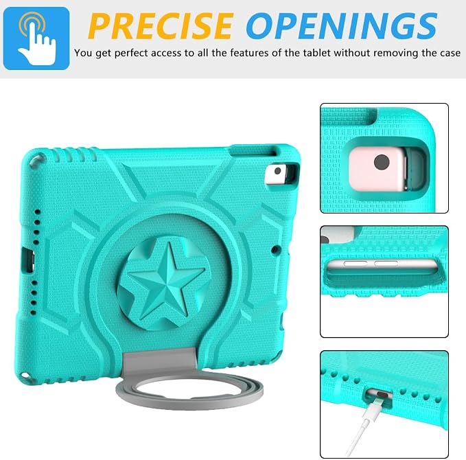Kids Case for iPad 5th/6th Generation 9.7-inch 2017/2018 Release Lainergie iPad Air 2 Case with Screen Protector iPad Pro 9.7 Protective Cover Case Lightweight Shockproof with Handle Stand Black