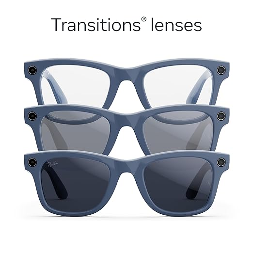 Ray-Ban Meta (Gen 2), Wayfarer Large, Shiny Cosmic Blue | Smart AI Glasses for Men, Women — 2X Battery Life — 3K HD Resolution — 12 MP Ultra-Wide Camera, Audio, Video — Transitions® Sapphire Lenses
