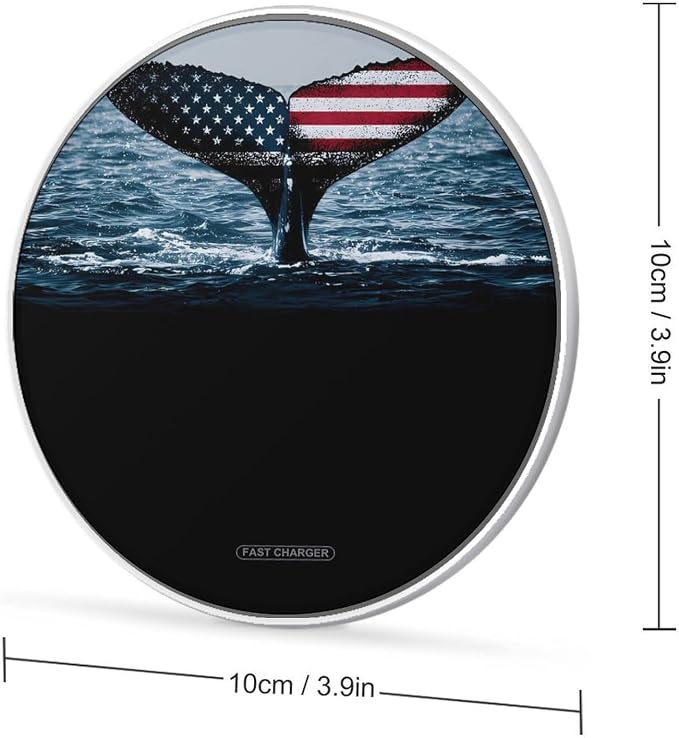 USA Alaska Whale Tail Wireless Charger SlimWireless Charging Pad Anti-Slip Charger Mat for Men Women