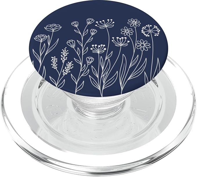 Navy Blue Aesthetic Cute Wildflowers Women Floral Daisy PopSockets Adhesive PopGrip