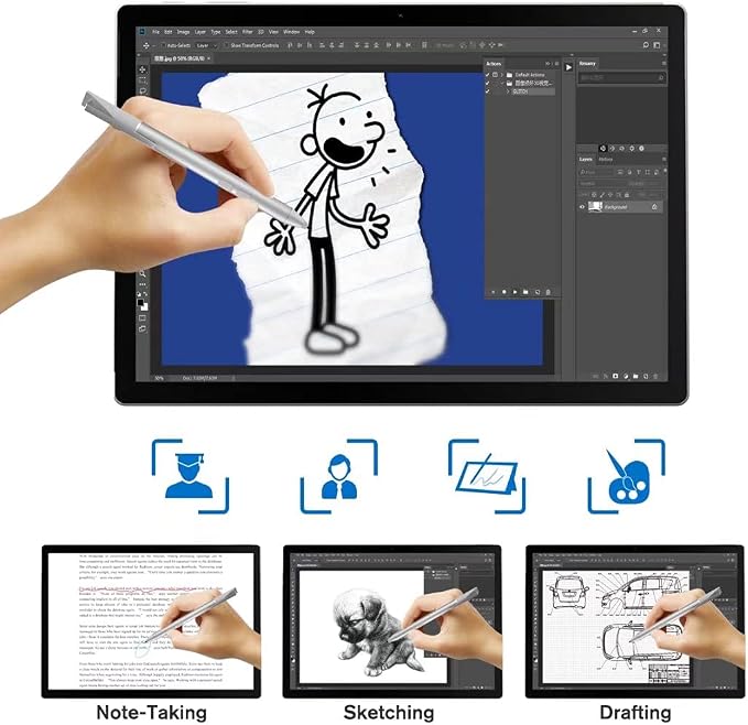 Pen for Surface 1024 Pressure Eraser &amp Right-Click Palm Rejection2500 Working Hours for Surface Pro 11/10/9/8/7/6/5/4/3/X Surface Go/Book 4/3/2/1 Surface Laptop Studio 6/5/4/3/2/1