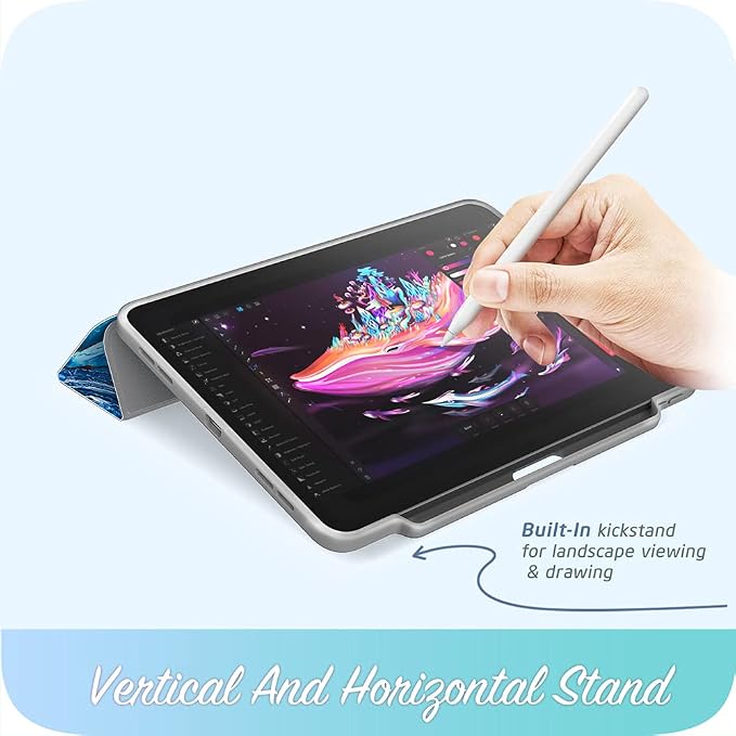 i-Blason Cosmo Case for New iPad Pro 12.9 Inch (2022 2021 2020 Release) Full-Body Trifold Stand Protective Case Smart Cover with Auto Sleep/Wake &amp Pencil Holder (Marble)