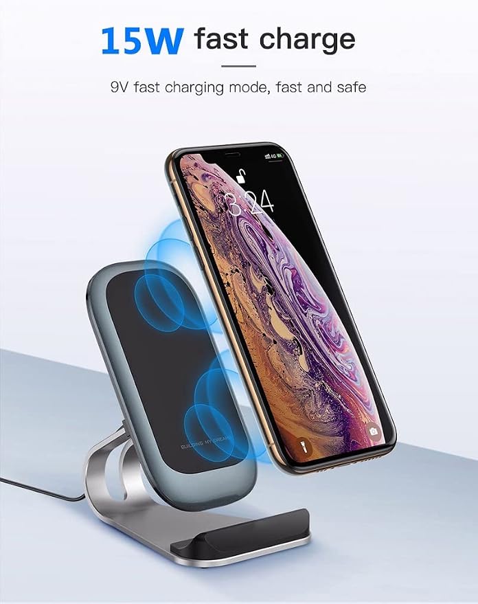 Metal Stand Qi Wireless Charger 15W for Doogee S89 S90 S95 S96 S97 S98 Pro S88 Plus Ulefone Armor 14 13 11 11T 10 9Blackview BV9700 BV9800 BV9900 Pro