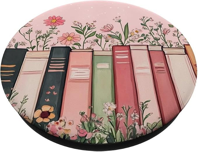 Pink Book Theme Floral Girly Book Lover Flowers PopSockets PopWallet for MagSafe