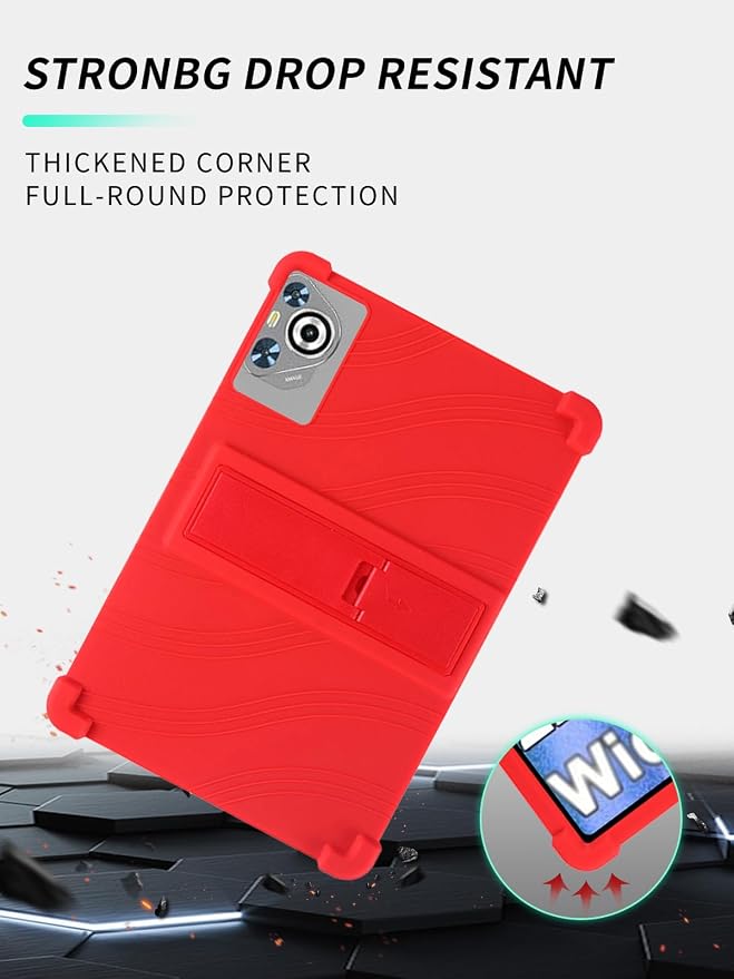 Case for Dghrti TAB30 2025 Android 14 Tablet 10.1 Inch，WUNIAK Shock Proof Lightweight Stand Rubber Shell Protective CoverKids Friendly Soft Silicone Adjustable Stand CoverBlack