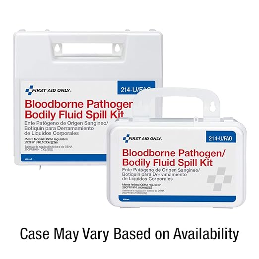 First Aid Only 214-U/FAO OSHA Compliant Body Fluid Clean Up Kit, Blood Borne Pathogen Clean Up Kit in Plastic Case, 23 Pieces