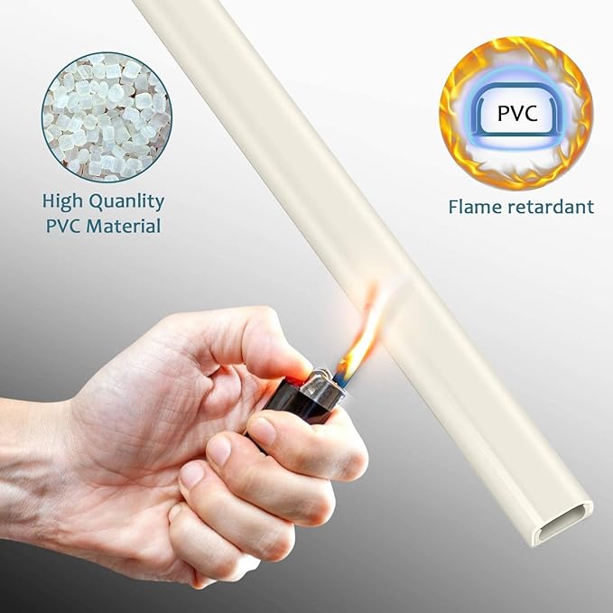 Cable Hider Raceway Kit, 68in Wire Hiders for TV on Wall, Paintable Cord Cover Channel, Cord Hider for Wall Mounted TV in Home Office, 4X L17in X W0.95in X H0.47in, Beige