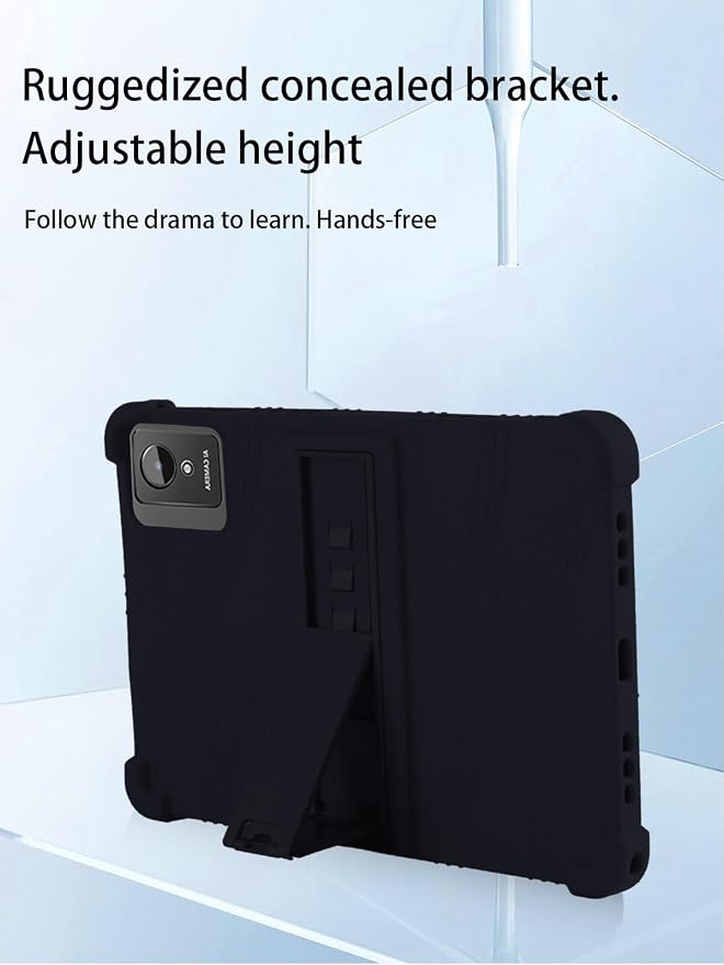 for Aobante K50 Android 15 15 Gaming Tablet10 2.5K Ultra Clear Display Tablet Model CaseSoft Silicone Adjustable Stand Cover Lightweight Kids FriendlyBlack.