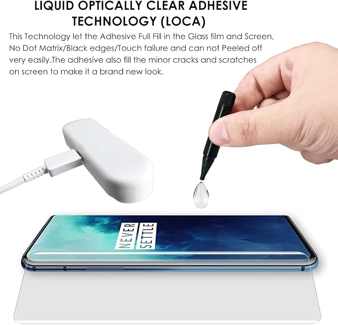 Screen Protector for OnePlus 7 Pro / 7T Pro Tempered Glass UV Set - 3 Pack Edge to Edge Full Protection Sensitive Touch 9H Hardness Scratch Resistant