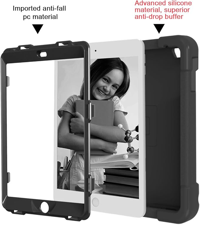 AKABEILA Compatible with Amazon Fire HD 8 2020/2022 Tablet Case，Rugged Kids Case with Stand Lightweight Shockproof Kids Friendly Tablet Cover Black