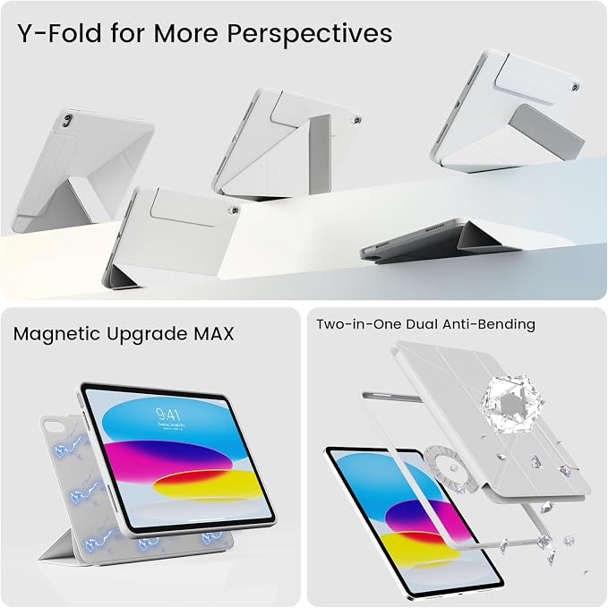 Clear Case for iPad A16 11th/10th Generation 2025/2022 Black | 360° Rotating Magnetic Detachable ipad a16 Case Clear with Pencil Holder Auto Wake/Sleep for ipad 11 inch a16 case