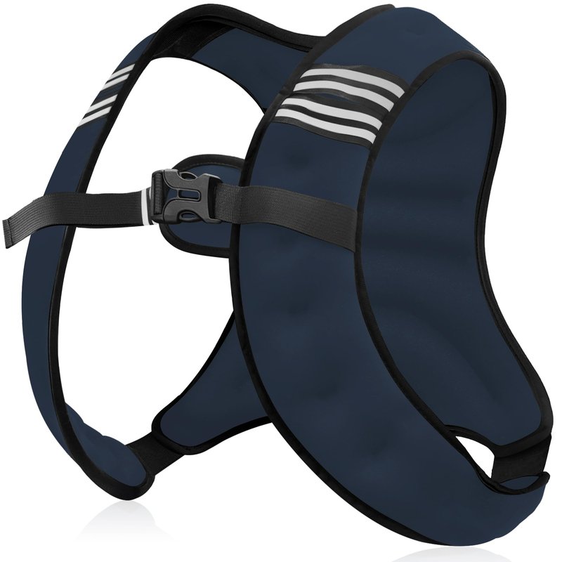 NATURELUX Weighted Vest with Reflective Stripe and Adjustable Buckle Straps, Navy Blue, 30 lbs