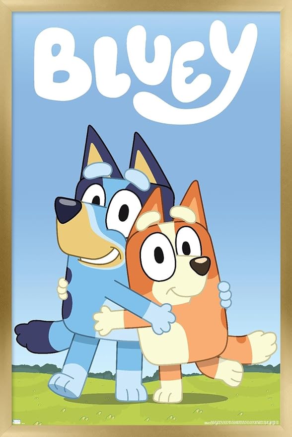 Bluey - Hug Wall Poster, 22.4L" x 14.7W", Gold Framed Version