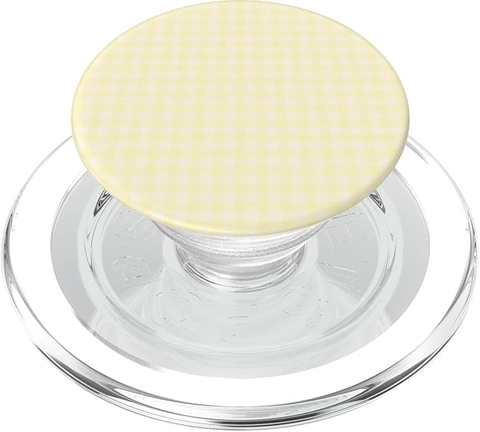 Butter Yellow Gingham Pattern Cute Plaid Aesthetic PopSockets Adhesive PopGrip