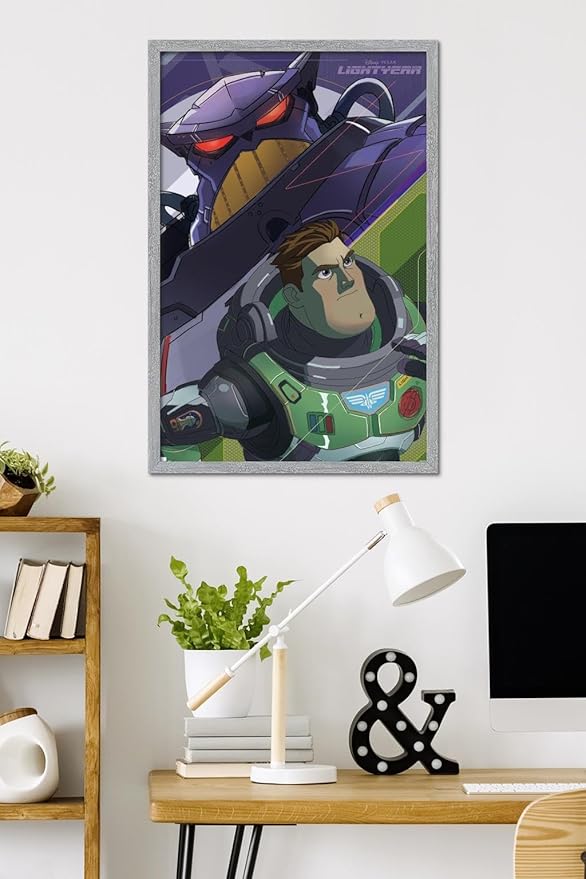 Trends International Disney Pixar Lightyear - Buzz and Zurg Wall Poster, 34L x 22.4W, Gray Framed Version