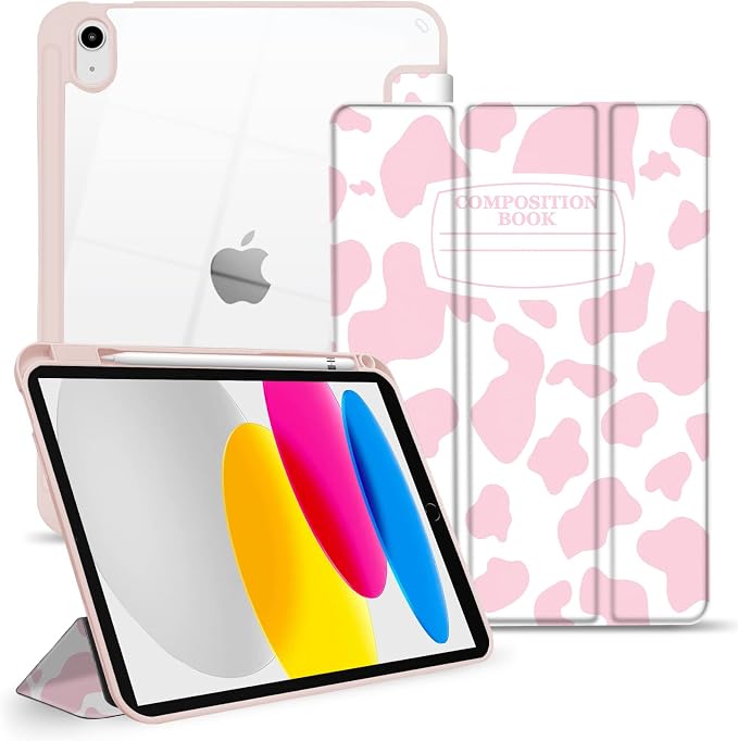 Hybrid Slim Case for iPad 11th (A16) 11-inch 2025 / iPad 10th Generation 10.9-inch 2022 - Shockproof Cover with Clear Transparent Back Shell [Pencil Holder Auto Sleep/Wake] Blue Cow