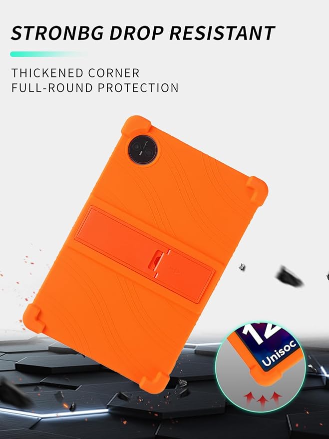 Case for DOOGEE Tab A9/DOOGEE Tab A9 Pro Android 15 Tablet 10.1 InchesWUNIAK Shock Proof Lightweight Stand Rubber Shell Protective CoverKids Friendly Soft Silicone Adjustable Stand CoverOrange