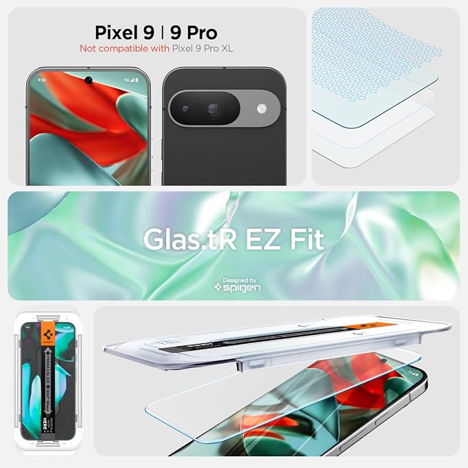 Spigen Tempered Glass Screen Protector [GlasTR EZ FIT] designed for Pixel 9 Pro Fold - 2 Pack | 9H Hardness Tempered Glass Easy Installation Kit Case-Friendly Crystal Clear Touch Responsive Oleop