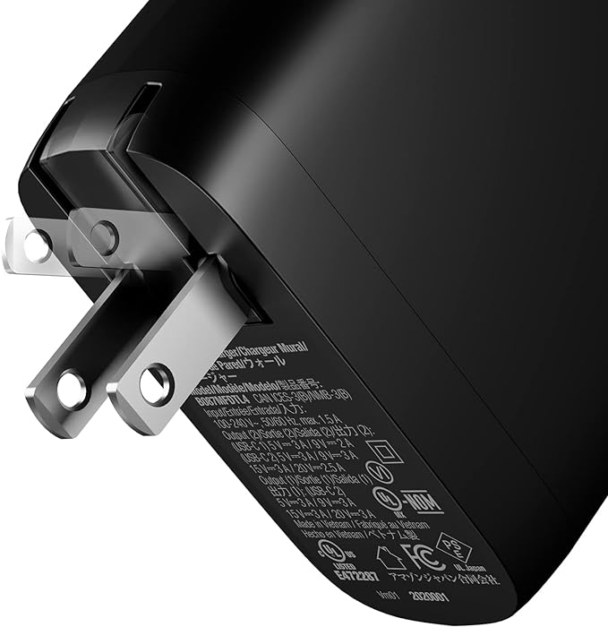 Amazon Basics 68W Two-Port GaN Wall Charger with 1 USB-C (60W) &amp 1 USB-A Ports (18W) with PD for Laptops Tablets &amp Phones (iPhone 16/15/14/13/12/11/X iPad MacPro Samsung More) Non-PPS B