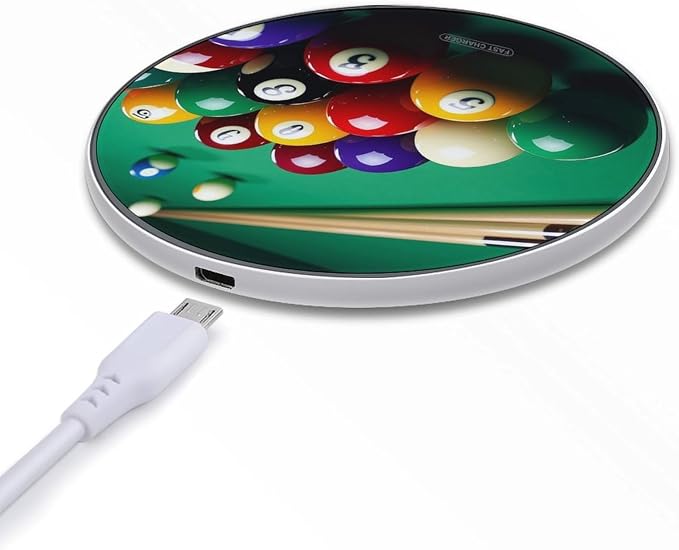Billiards Wireless Charger 10W Portable Fast Wireless Charging Pad Compatible with Phone Slim Charging Station Lightweight Charger Mat Charging Block for Travel Home Office