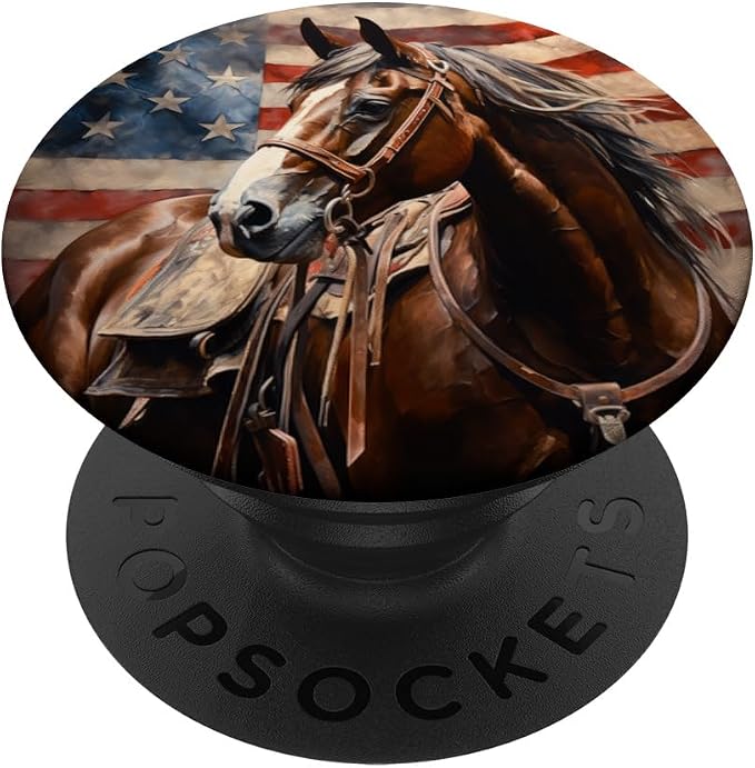 Patriotic Horse American Flag USA PopSockets Adhesive PopGrip