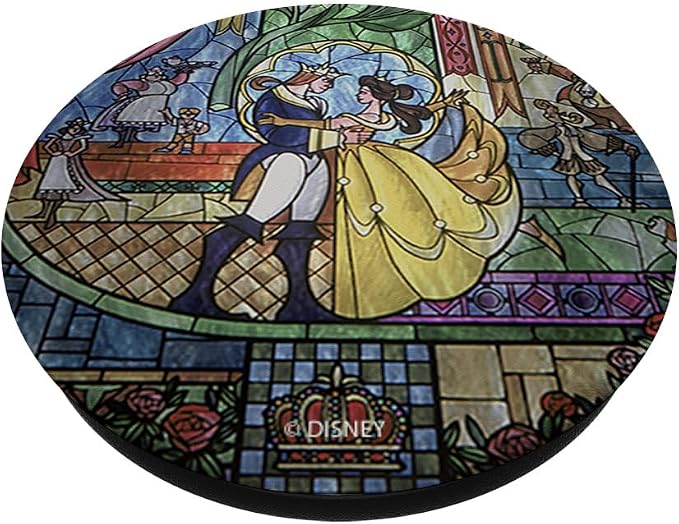 Disney Beauty And The Beast Stained Glass Window Dancing PopSockets PopGrip: Swappable Grip for Phones &amp Tablets
