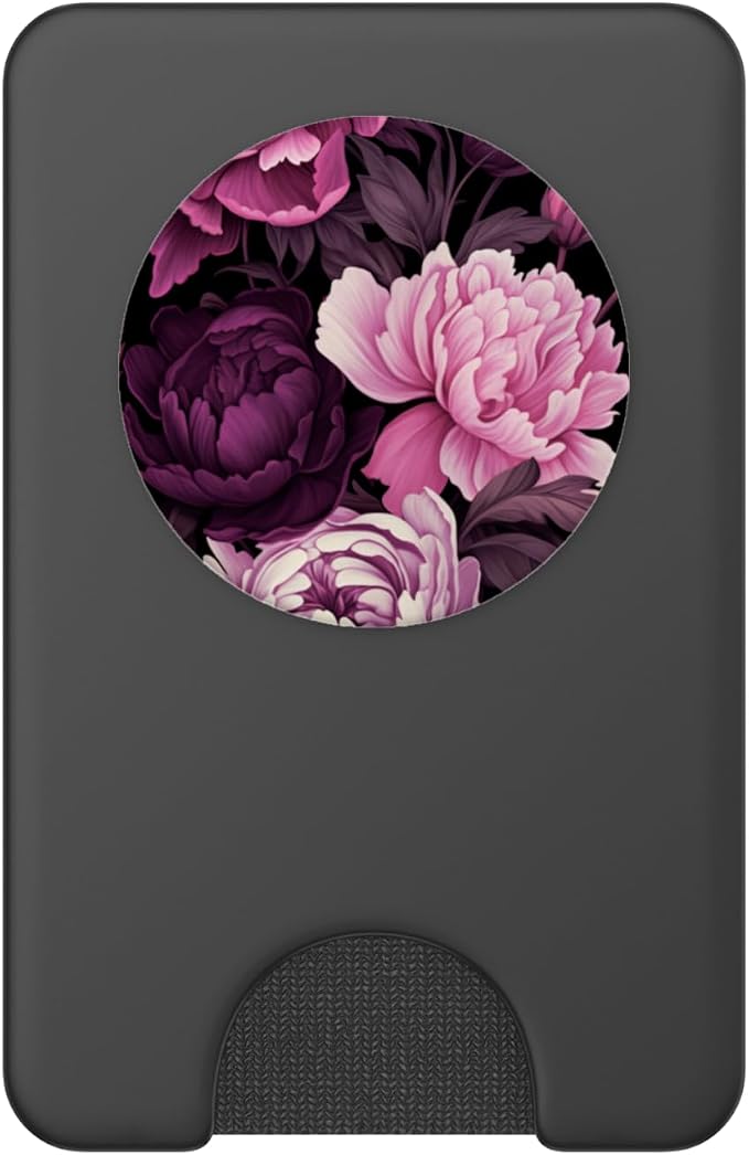 Magenta and Blush Pink Peony Flower Pattern Dark Floral PopSockets Adhesive PopGrip