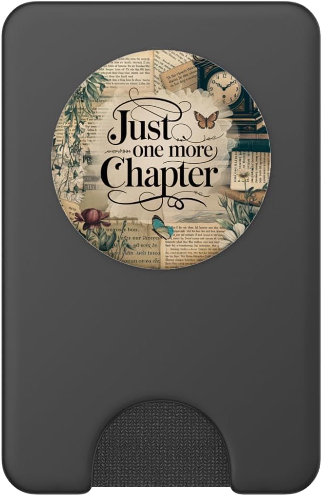 Just One More Chapter Bookish Book Reading Vintage Flower PopSockets Adhesive PopGrip