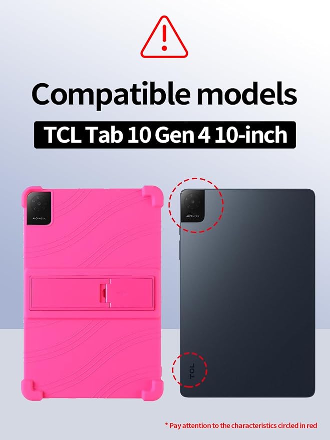 Case for TCL Tab 10L Gen 4 (Model 8483A) 10.1 Inch Tablet Soft Silicone Heavy Duty Shockproof Protective Cover with Adjustable Kickstand (Black)